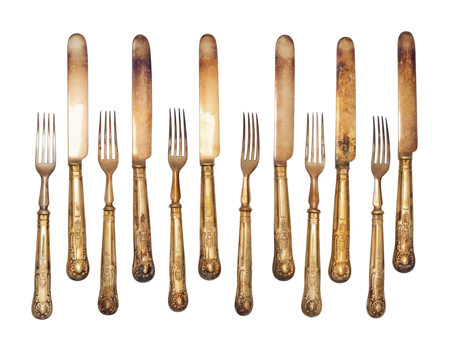 A Victorian Cased Silver-Gilt Dessert Service