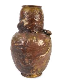 A Large Bretby Pottery Golden Dragon Vase — LATE 19TH CENTURY