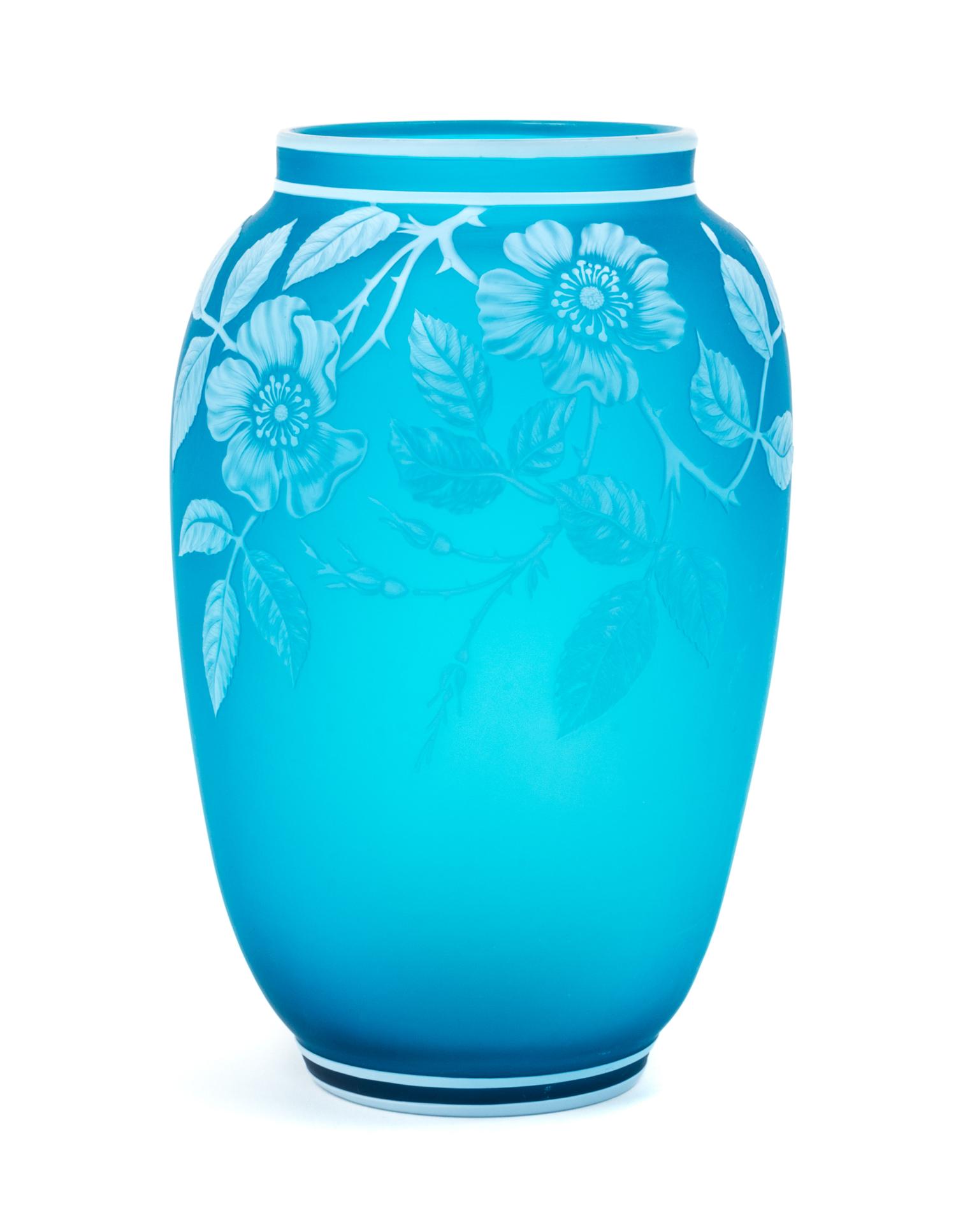 Thomas Webb & Sons, LATE 19TH CENTURY, a cameo glass vase, of ovoid form decorated with flowers and a butterfly