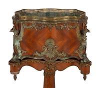 A Napoleon III Gilt Metal Mounted Kingwood Jardinière and Stand
