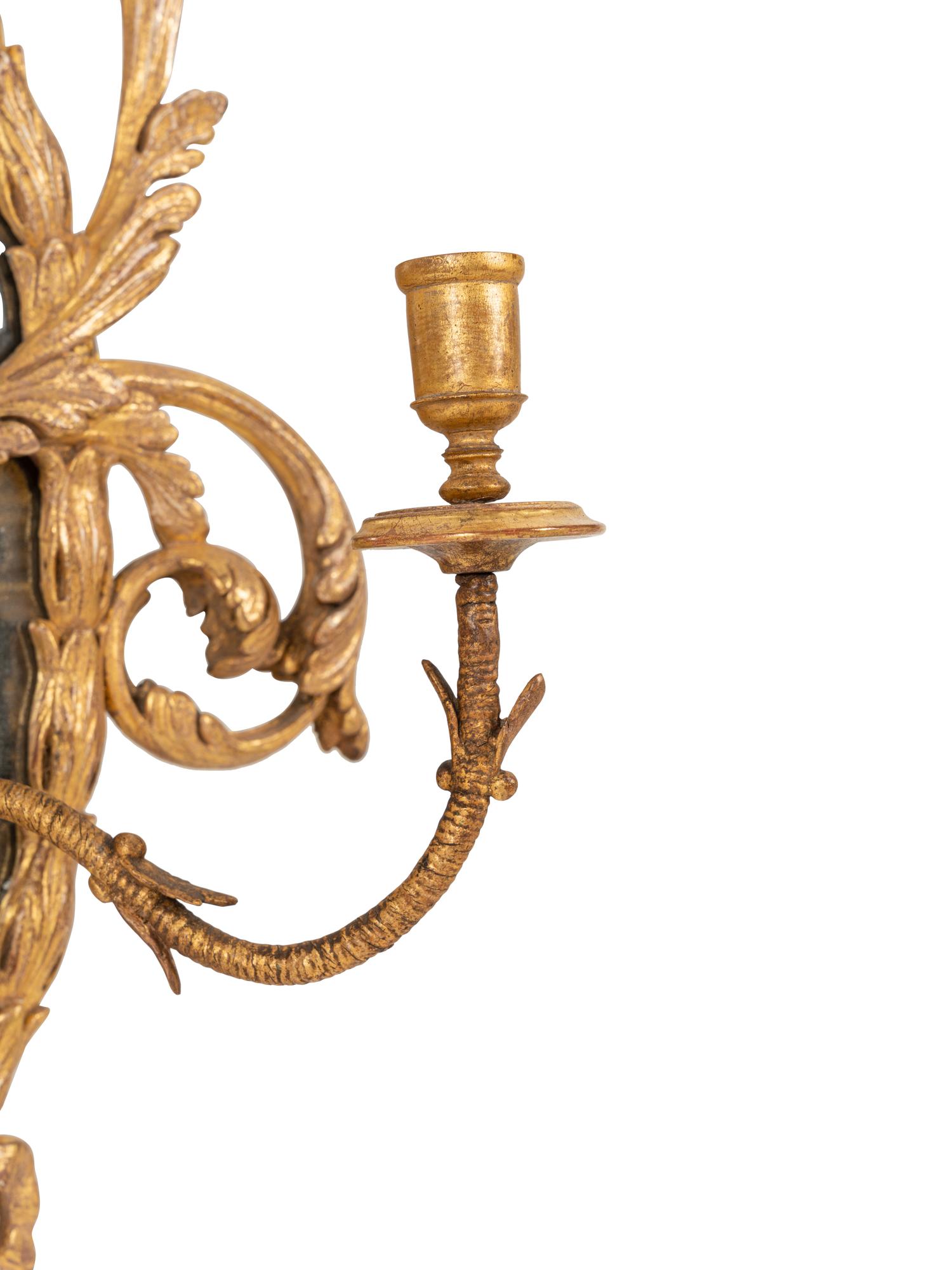 A Pair of George III Giltwood Girandole Mirrors