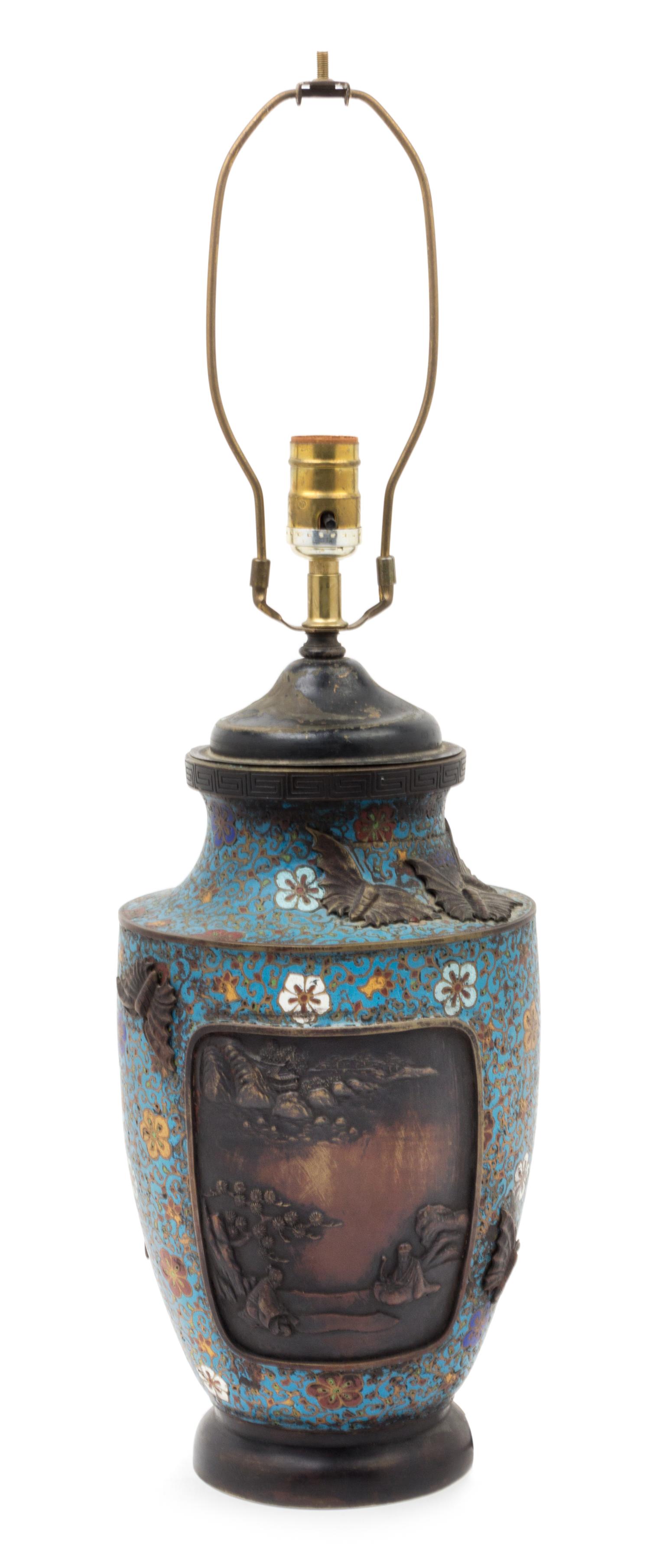 A Japanese Cloisonne Lamp Height overall 26 1/4 inches. — EARLY 20TH CENTURY