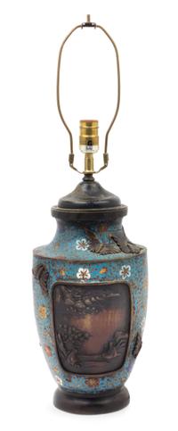 A Japanese Cloisonne Lamp Height overall 26 1/4 inches. — EARLY 20TH CENTURY