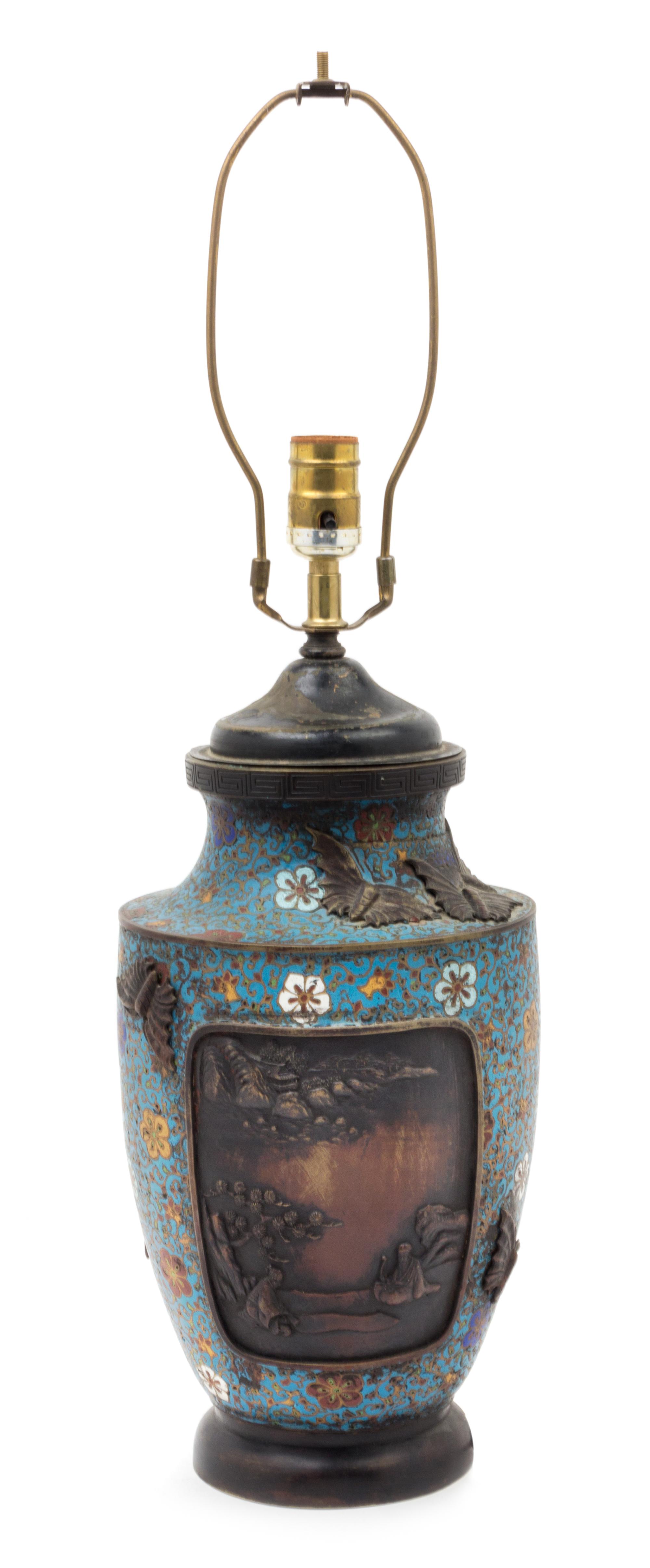 A Japanese Cloisonne Lamp Height overall 26 1/4 inches. — EARLY 20TH CENTURY