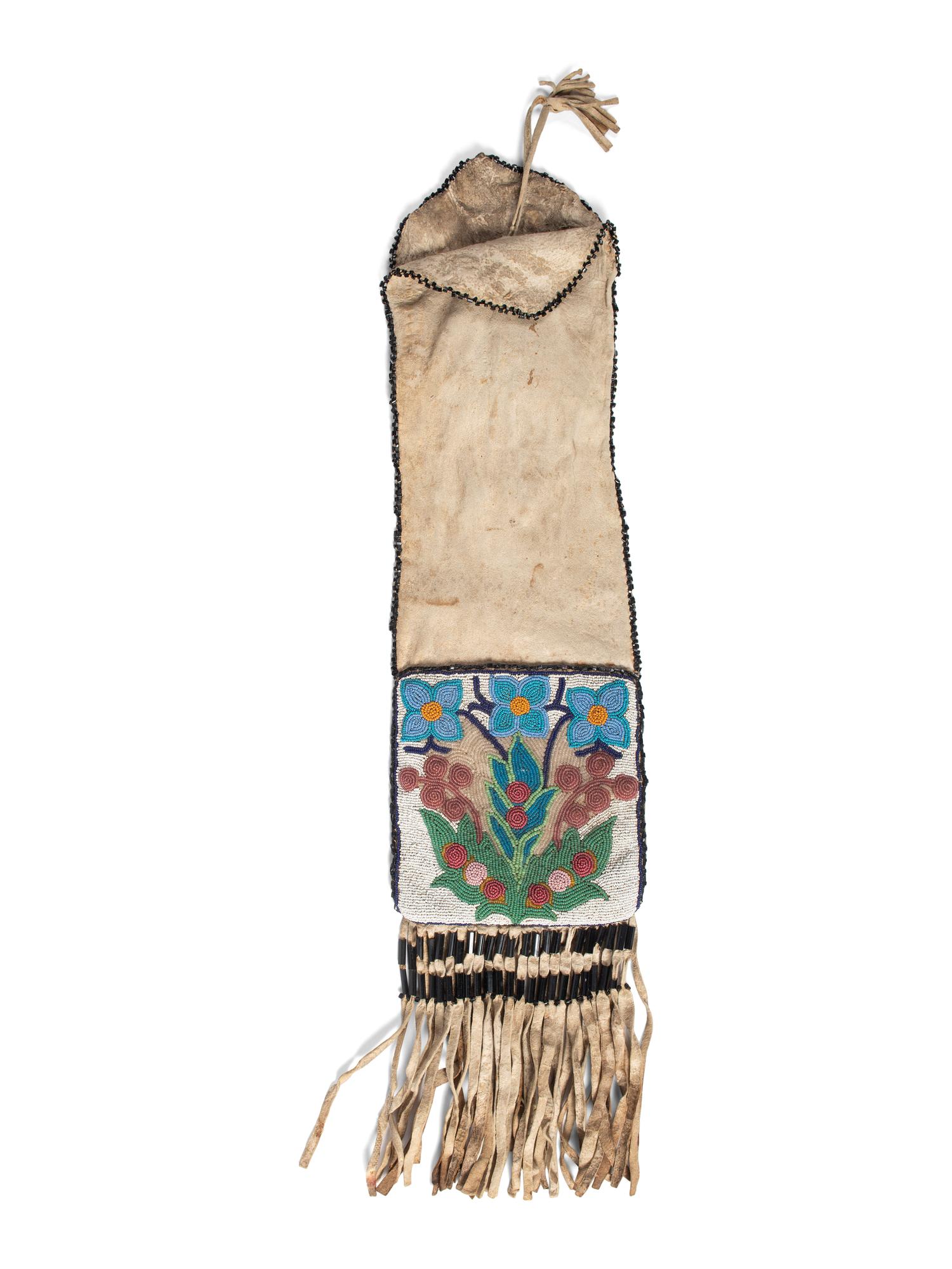 Cree Beaded Hide Tobacco Bag