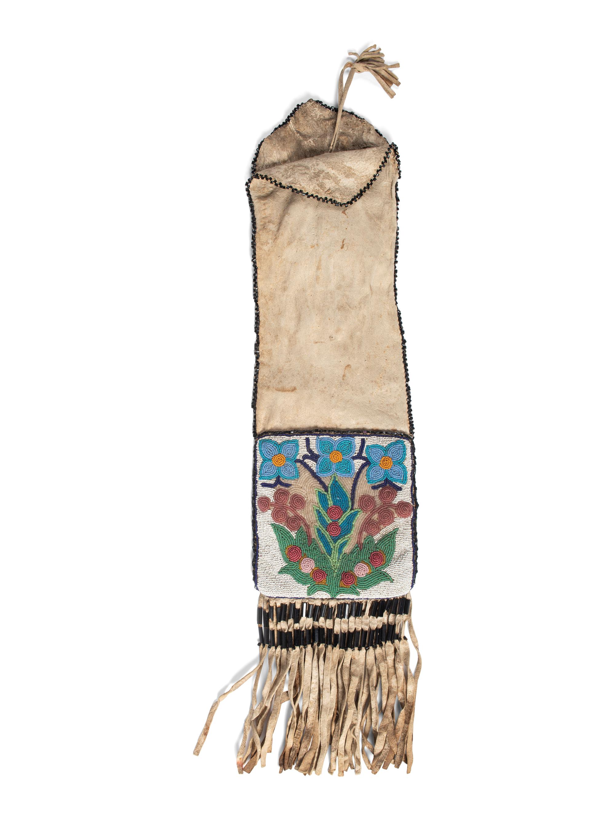 Cree Beaded Hide Tobacco Bag