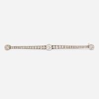 A Platinum, Yellow Gold, and Diamond Bar Pin Edwardian, c.1915
