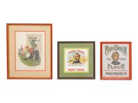 Three Mark Twain-Themed Framed Advertising Articles
