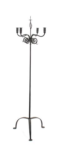An Iron Four-Light Floor Standing Candelabra Height 59 1/2 inches