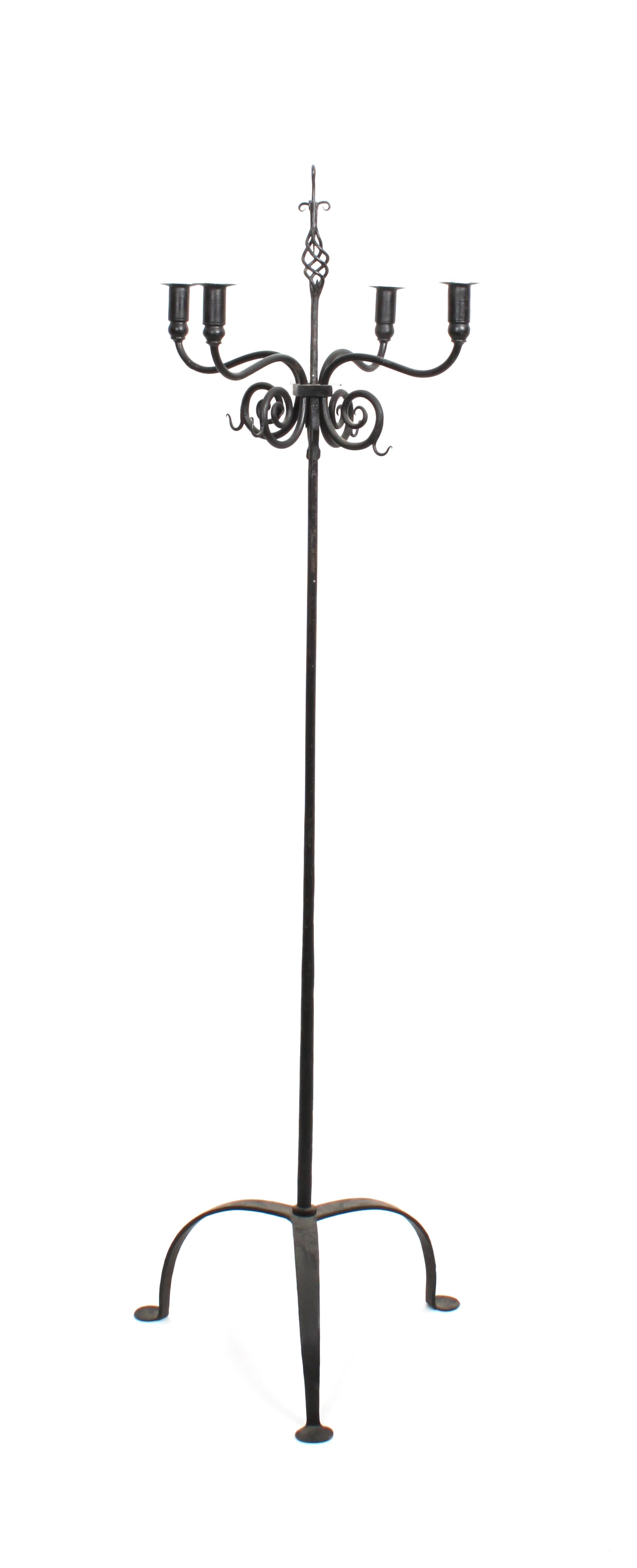 An Iron Four-Light Floor Standing Candelabra Height 59 1/2 inches