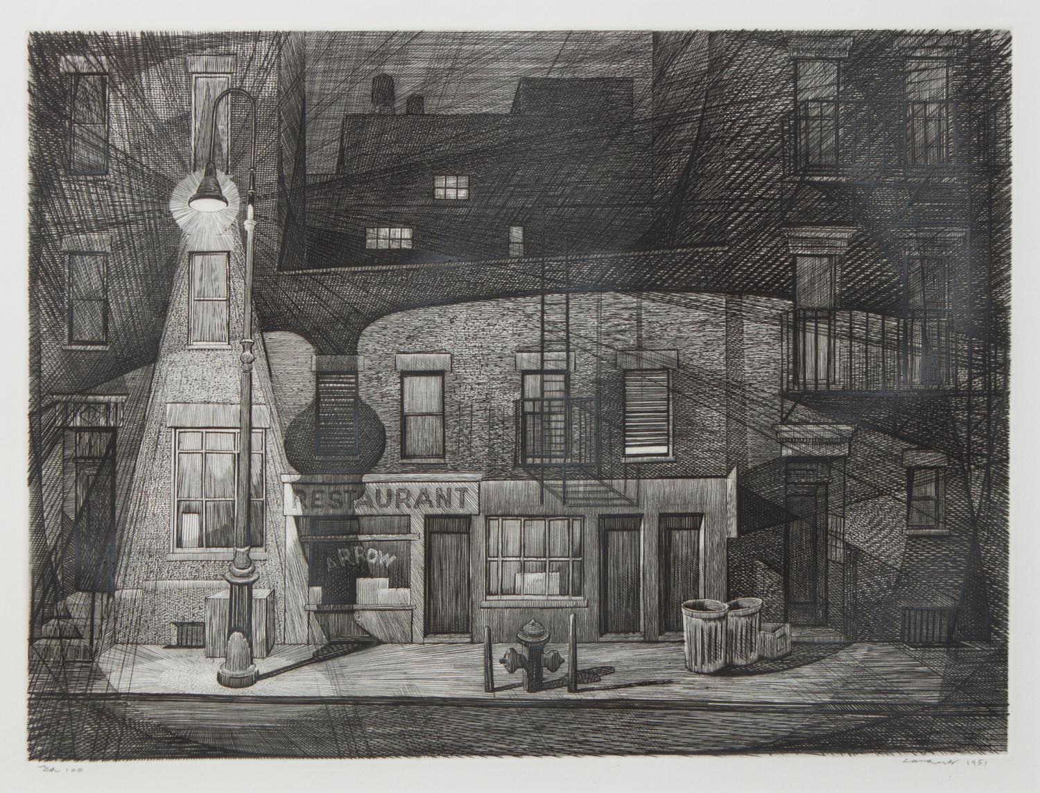 Armin Landeck, (American, 1905-1984), Restaurant, 1951