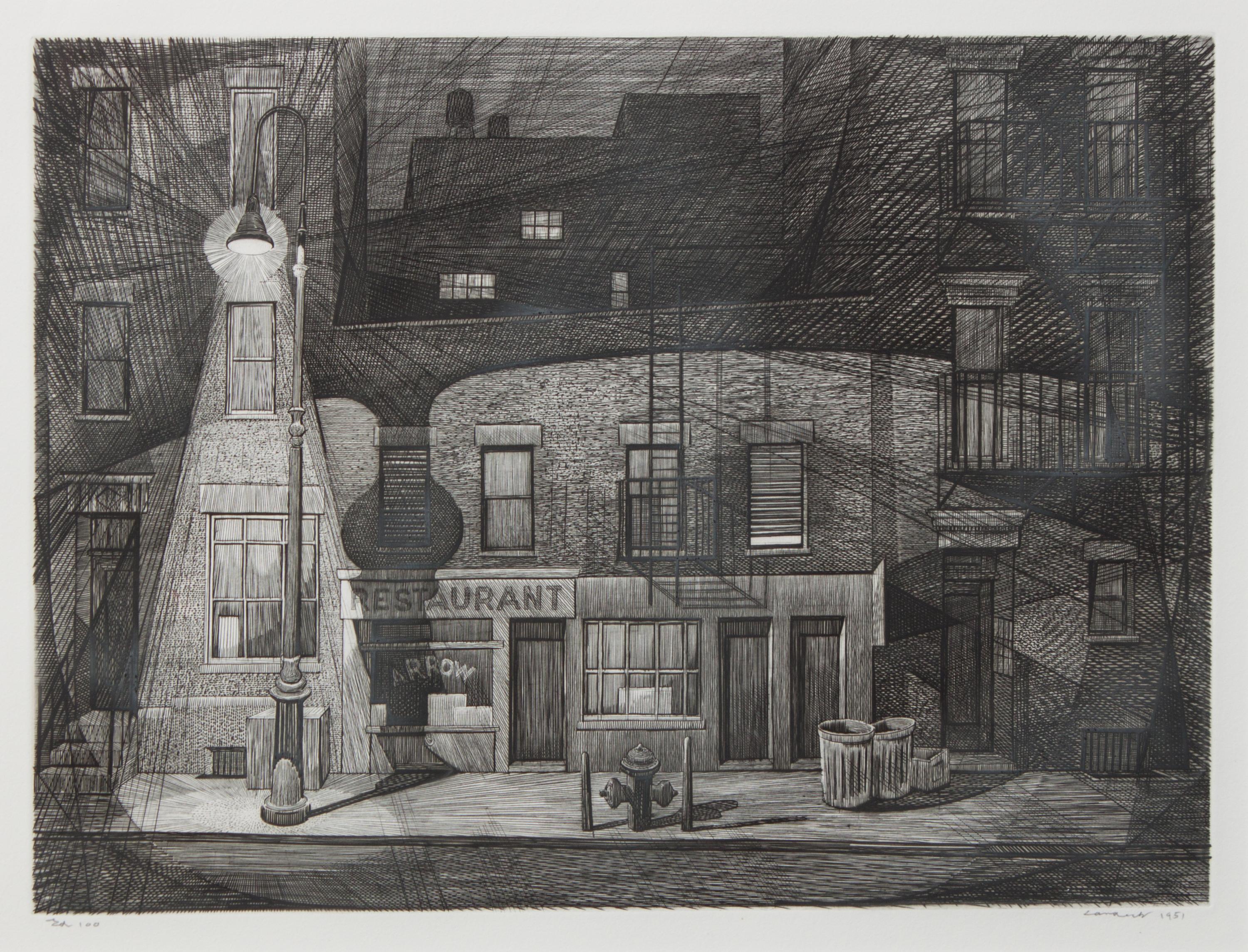 Armin Landeck, (American, 1905-1984), Restaurant, 1951