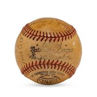 A 1946 New York Giants Team Signed Baseball Featuring Johnny Mize and Ernie Lombardi (JSA Letter of Authenticity),