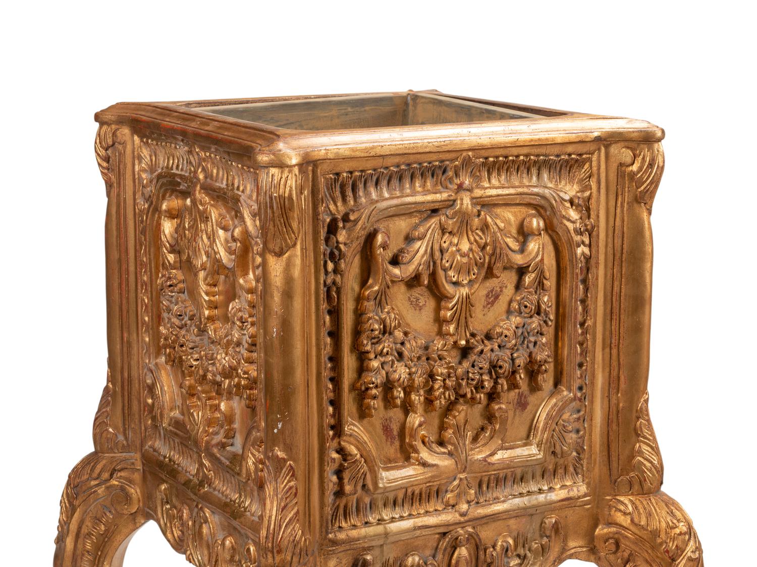 A Pair of Louis XV Style Giltwood Jardinière Stands