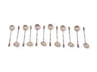 Twelve Chinese Export Silver Teaspoons