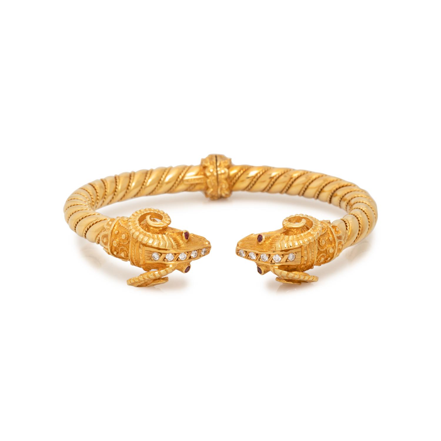 YELLOW GOLD AND DIAMOND CUFF BRACELET