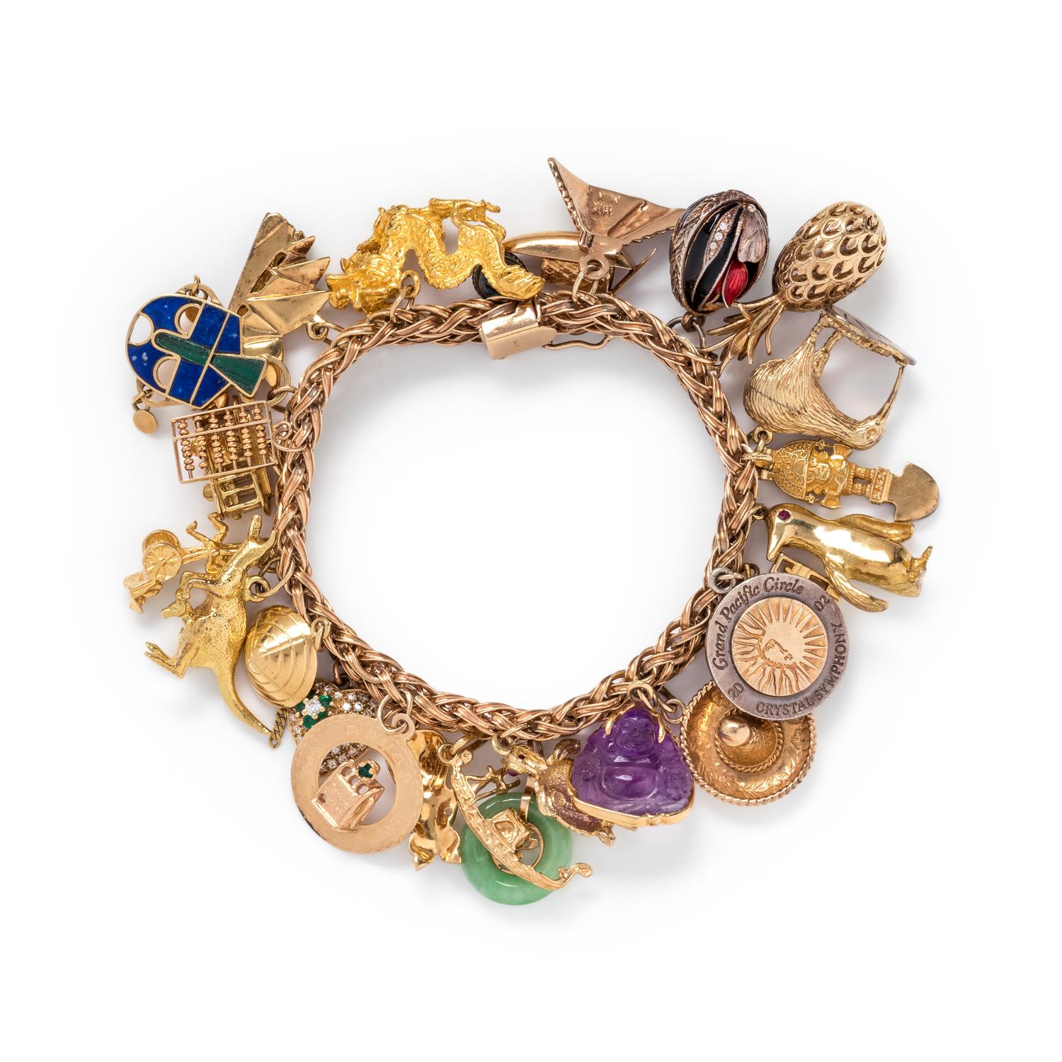 YELLOW GOLD CHARM BRACELET