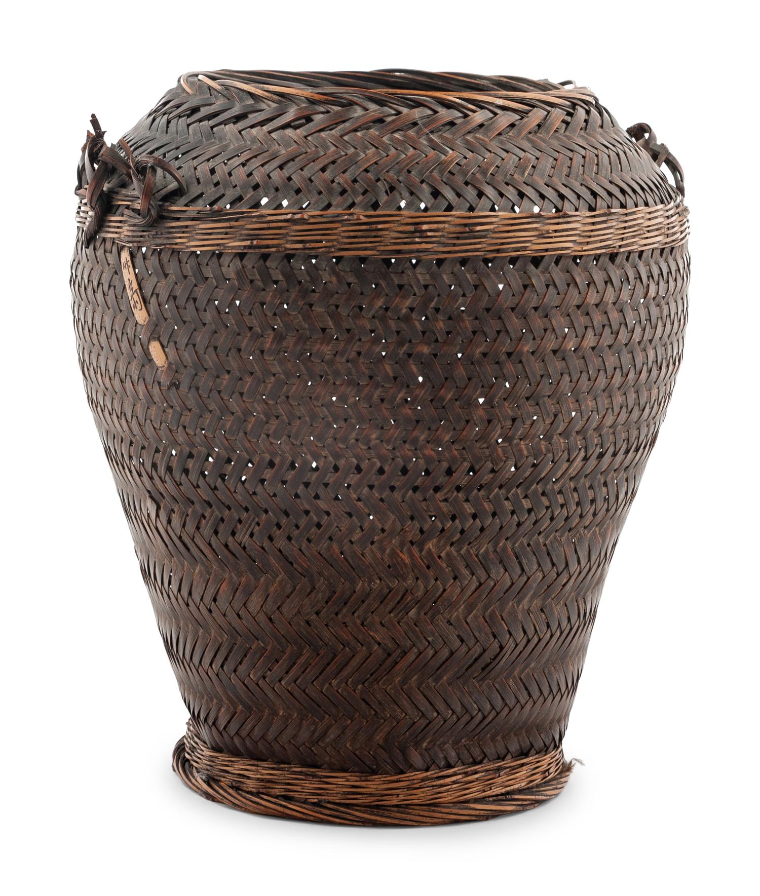 Two Japanese Bamboo Ikebana Baskets [Basket pictured on left to be returned to client; not included in donation group]