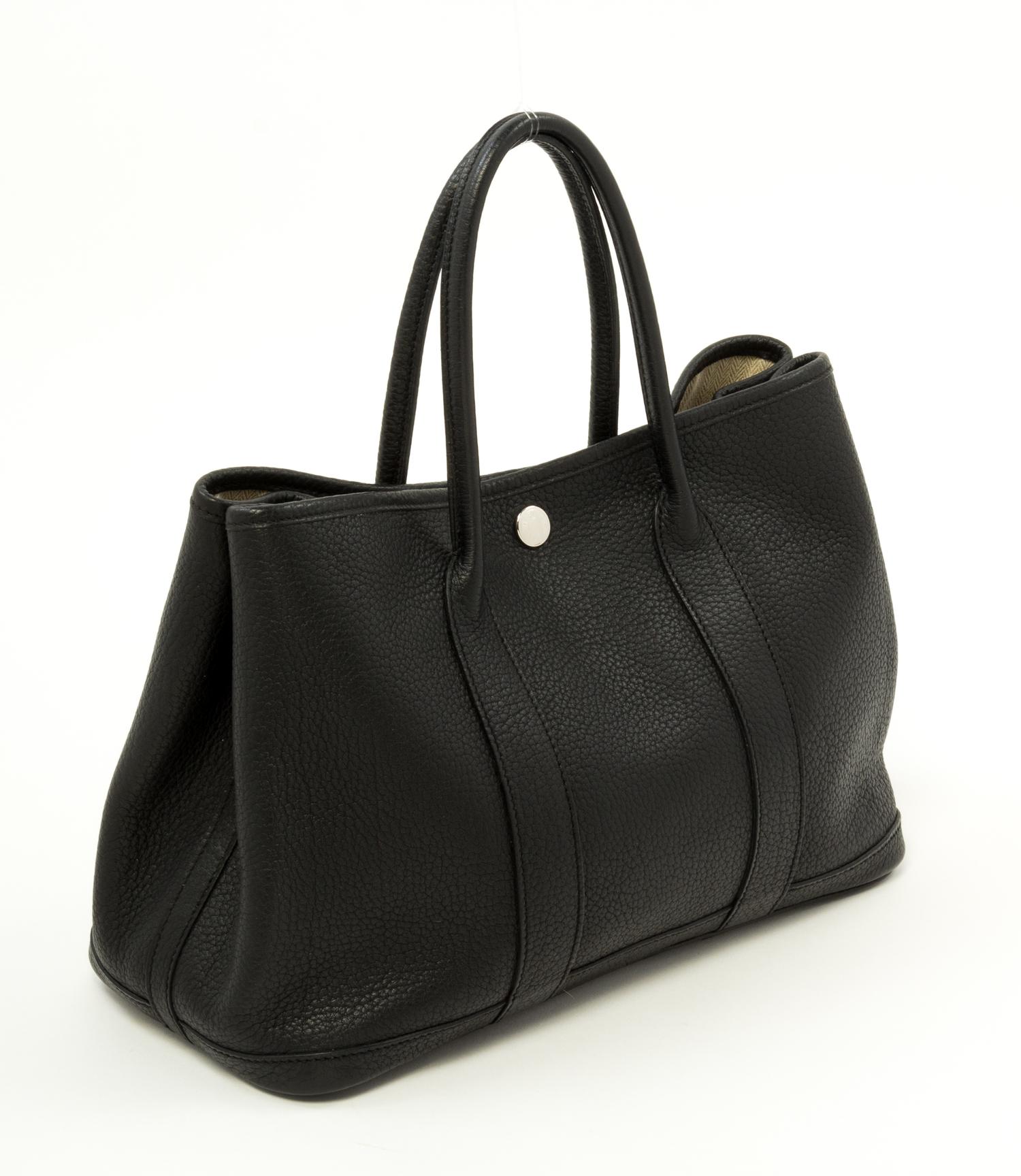 An Hermès Black Clemence TPM Garden Party Bag, 12" x 8.5" x 5".