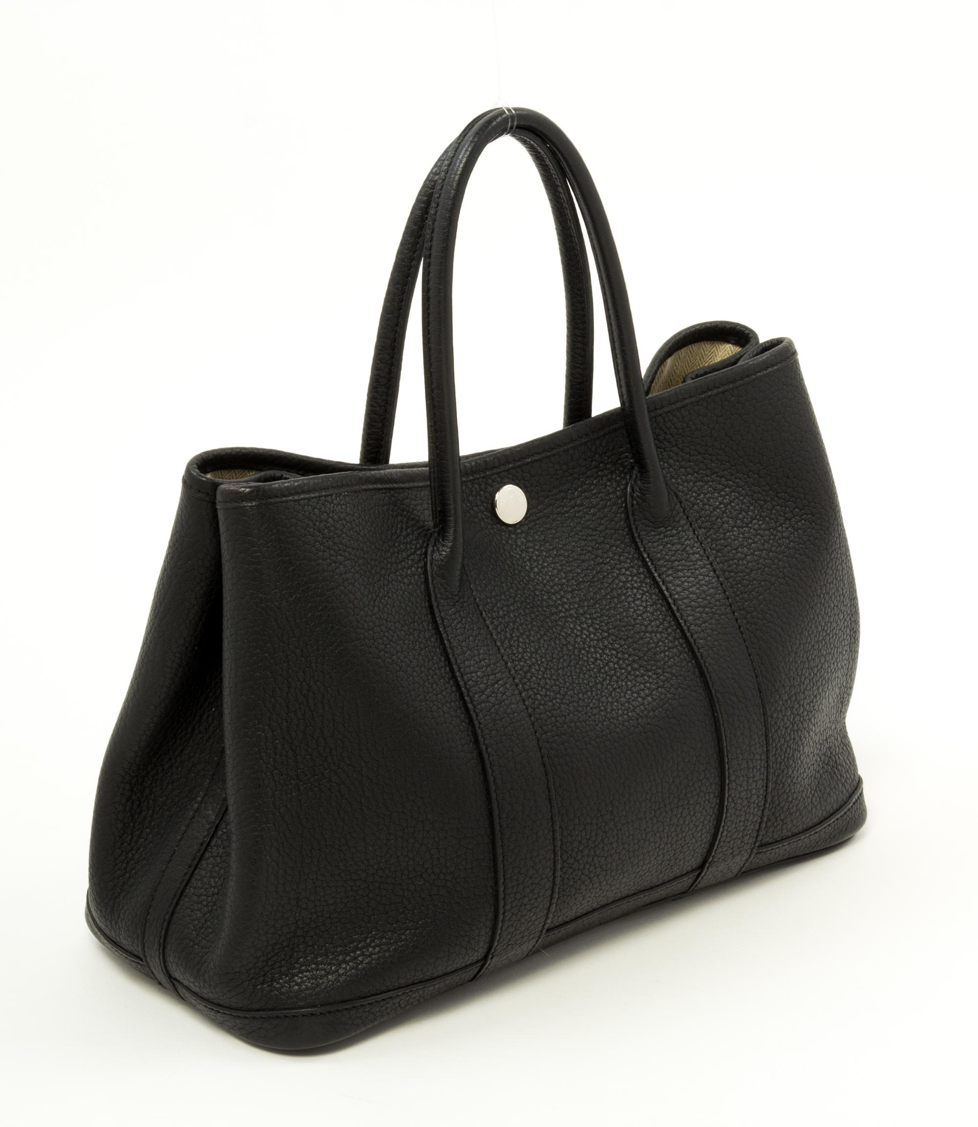 An Hermès Black Clemence TPM Garden Party Bag, 12" x 8.5" x 5".