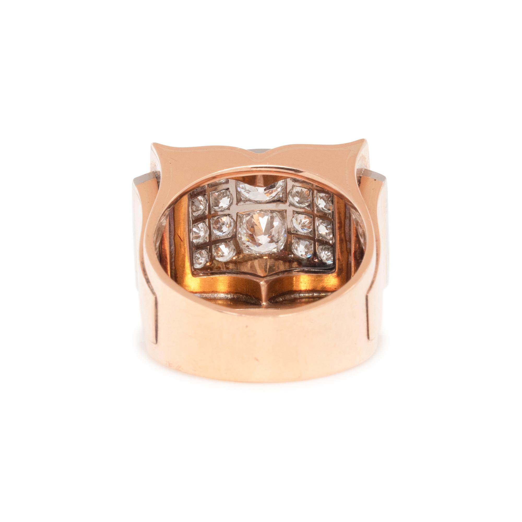 RETRO, DIAMOND, ROSE GOLD AND PLATINUM RING