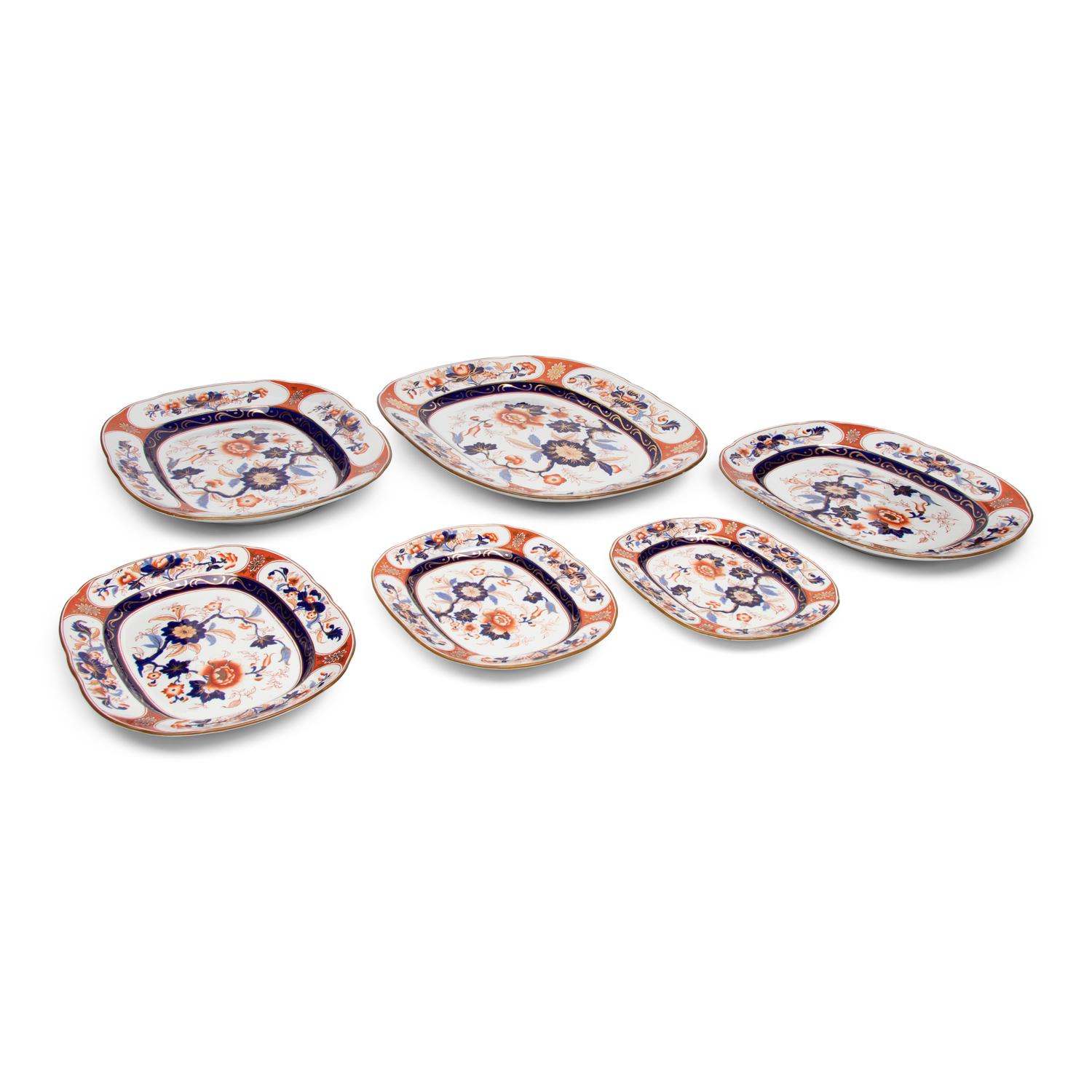 A Set of Eleven English Imari Palette Ironstone Platters