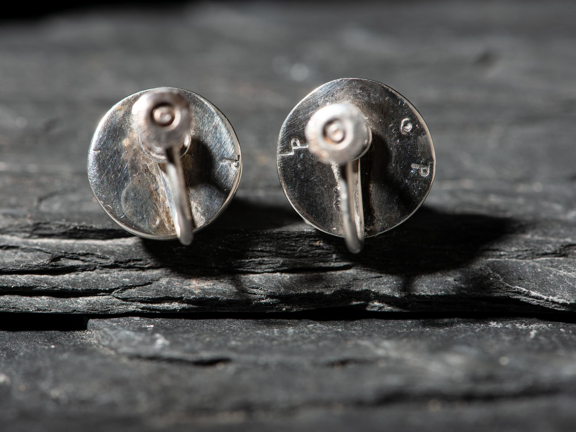 Silver Domed Screwback Earrings