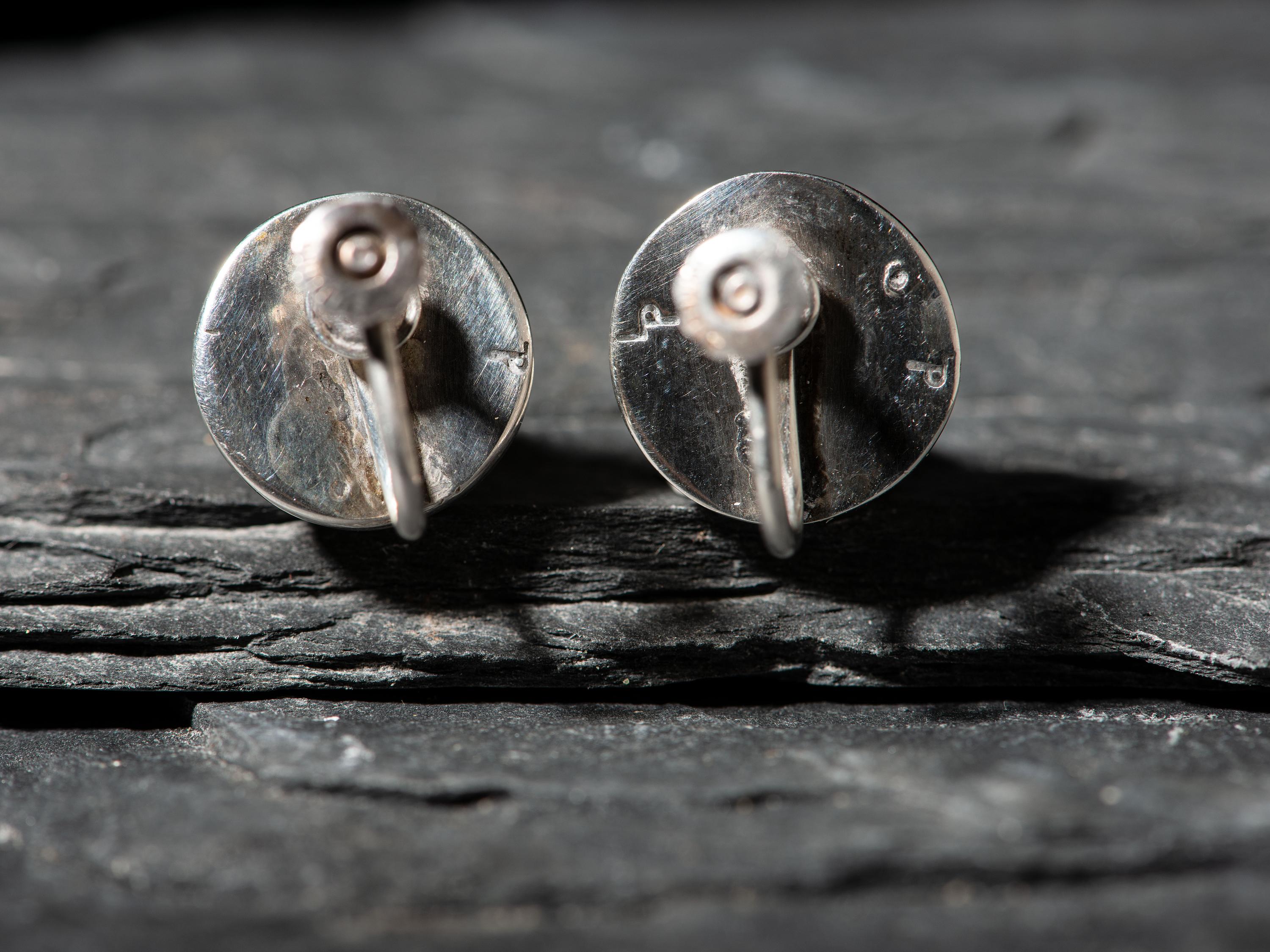 Silver Domed Screwback Earrings