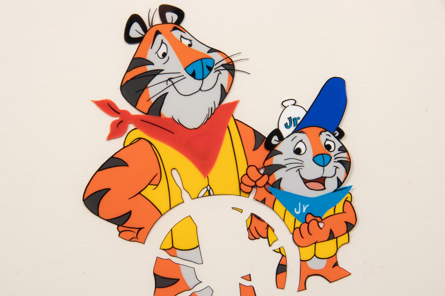 Kellogg’s Frosted Flakes Tony the Tiger TV Commercial Production Cel and Animation Drawing.