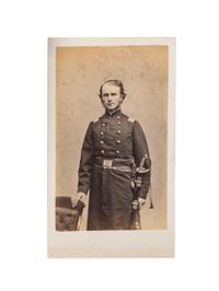 [CIVIL WAR]. CDV and leather haversack identified to Union Lieutenant Colonel Joseph Stedman, 42nd Massachusetts Regiment Volunteer Militia. Previously acquired from the Property of Norm Flayderman.