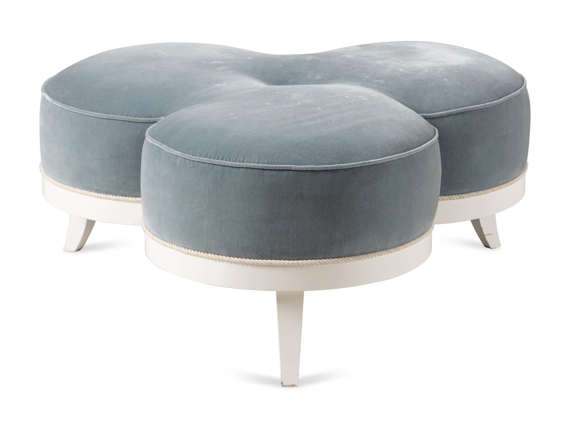 A Custom Upholstered Trefoil-Form Ottoman