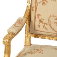 A Louis XVI Style Giltwood Five-Piece Salon Suite