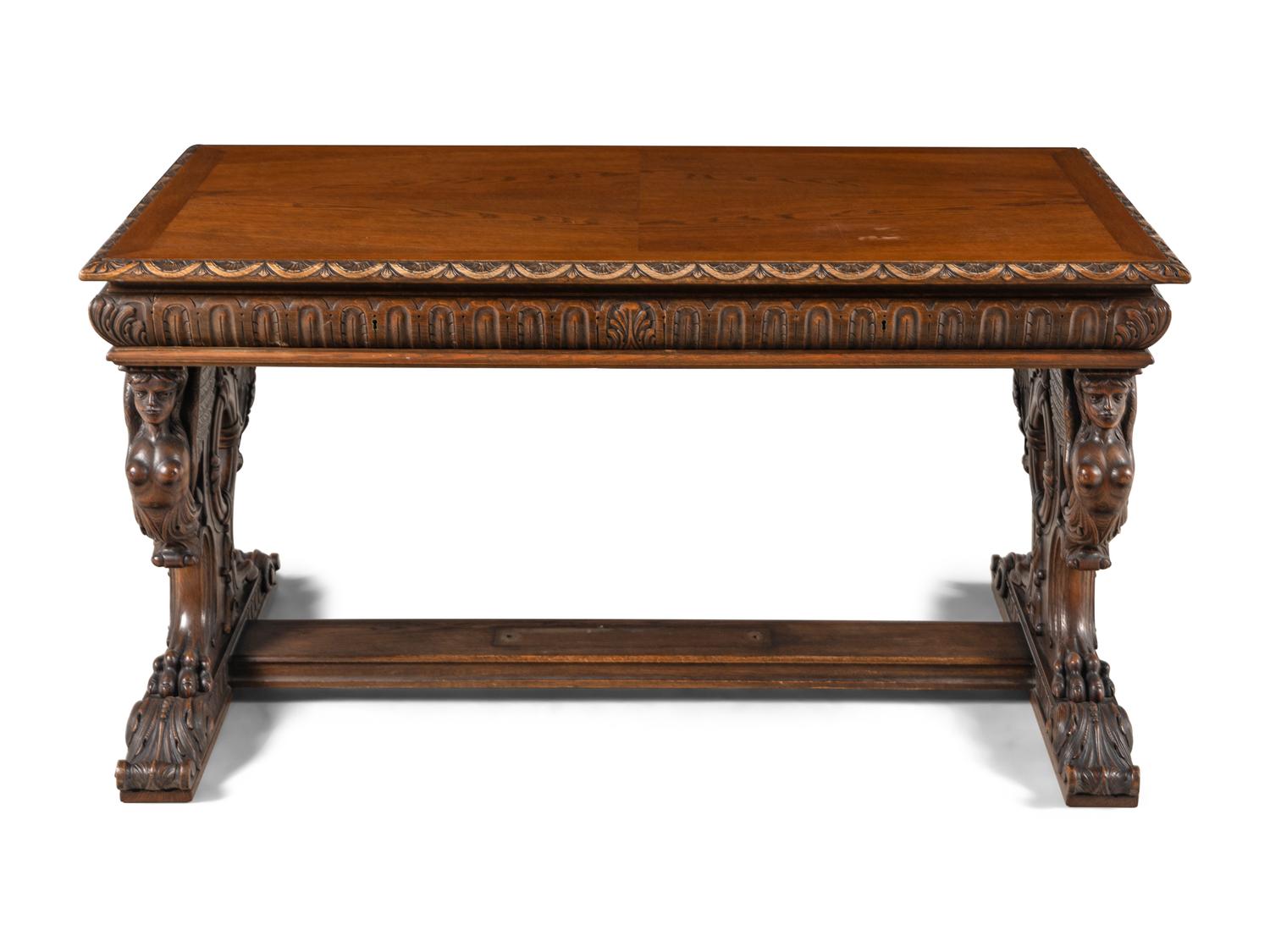 A Renaissance Revival Carved Walnut Table