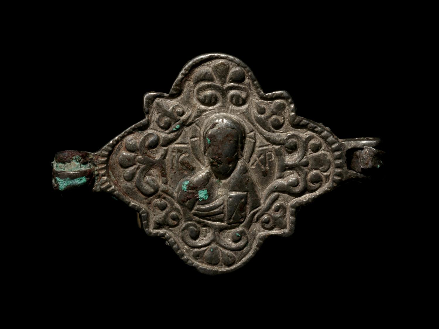 A Byzantine Silver Pendant Depicting Christ and The Virgin Mary