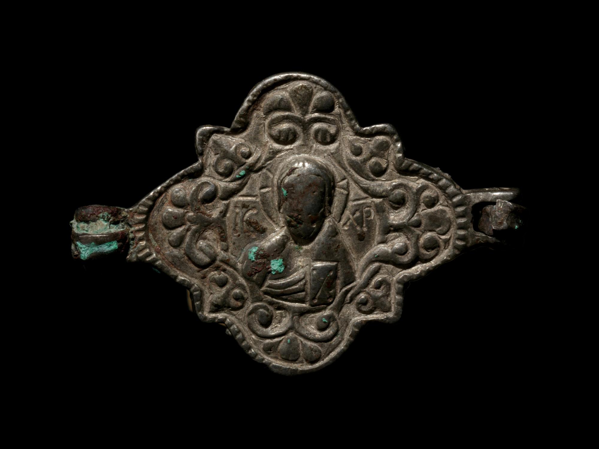 A Byzantine Silver Pendant Depicting Christ and The Virgin Mary