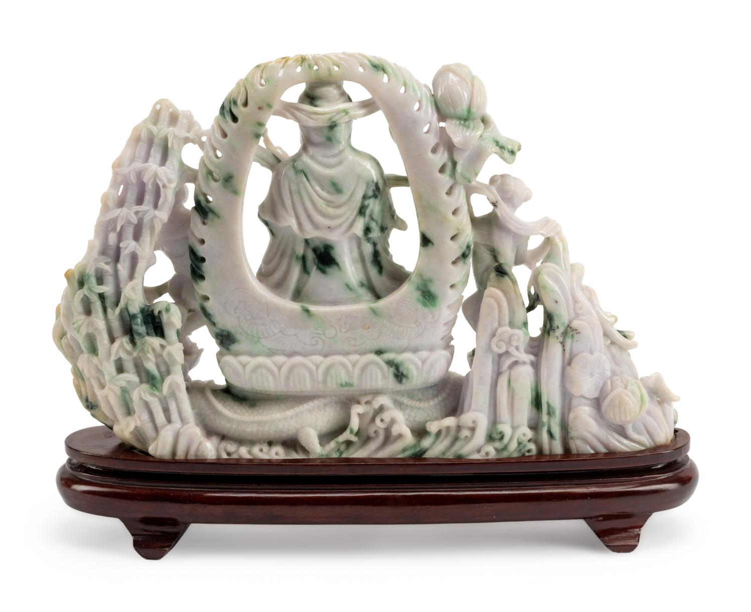 A Chinese Export Carved Hardstone Figural Group