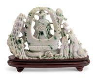 A Chinese Export Carved Hardstone Figural Group
