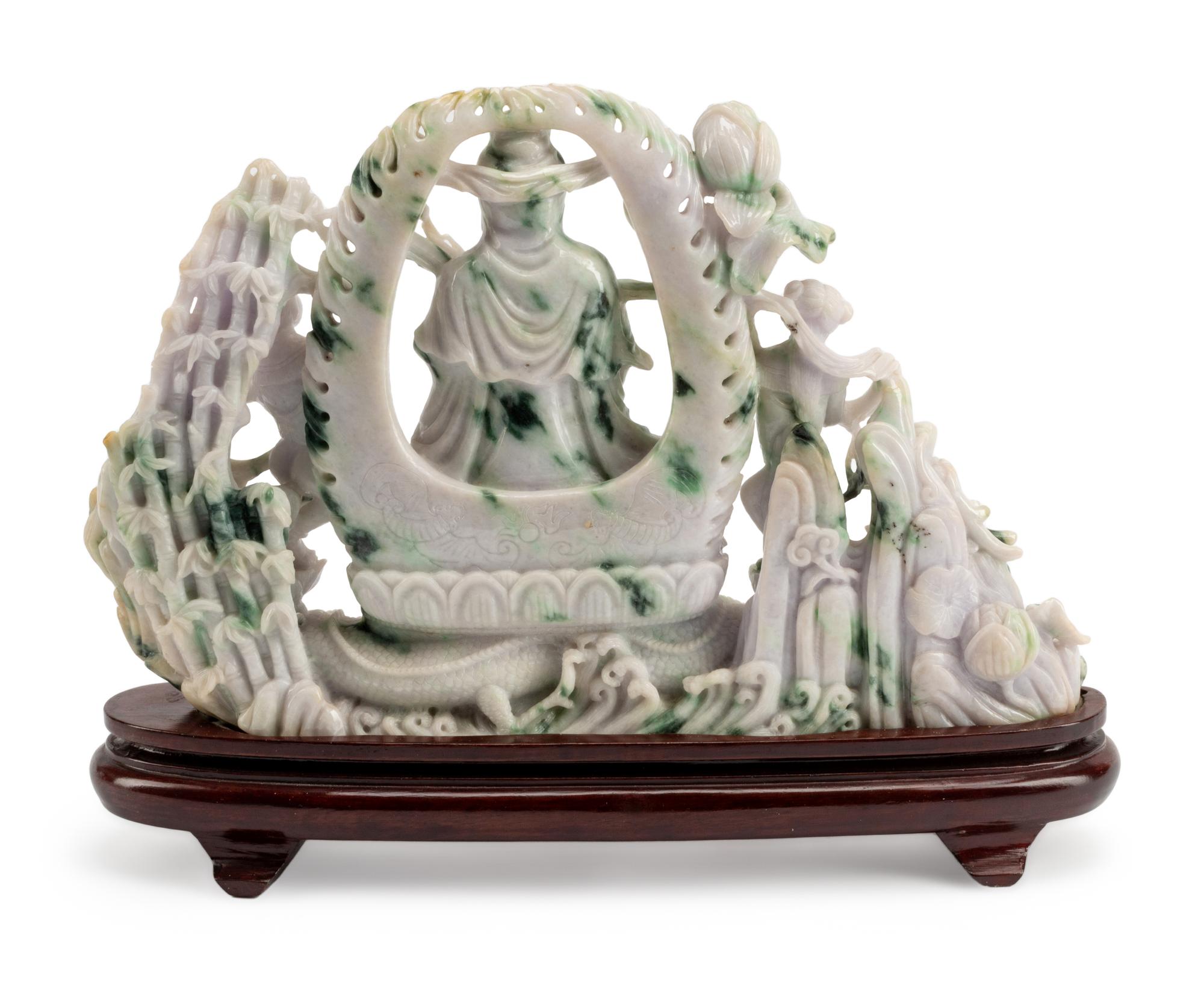 A Chinese Export Carved Hardstone Figural Group