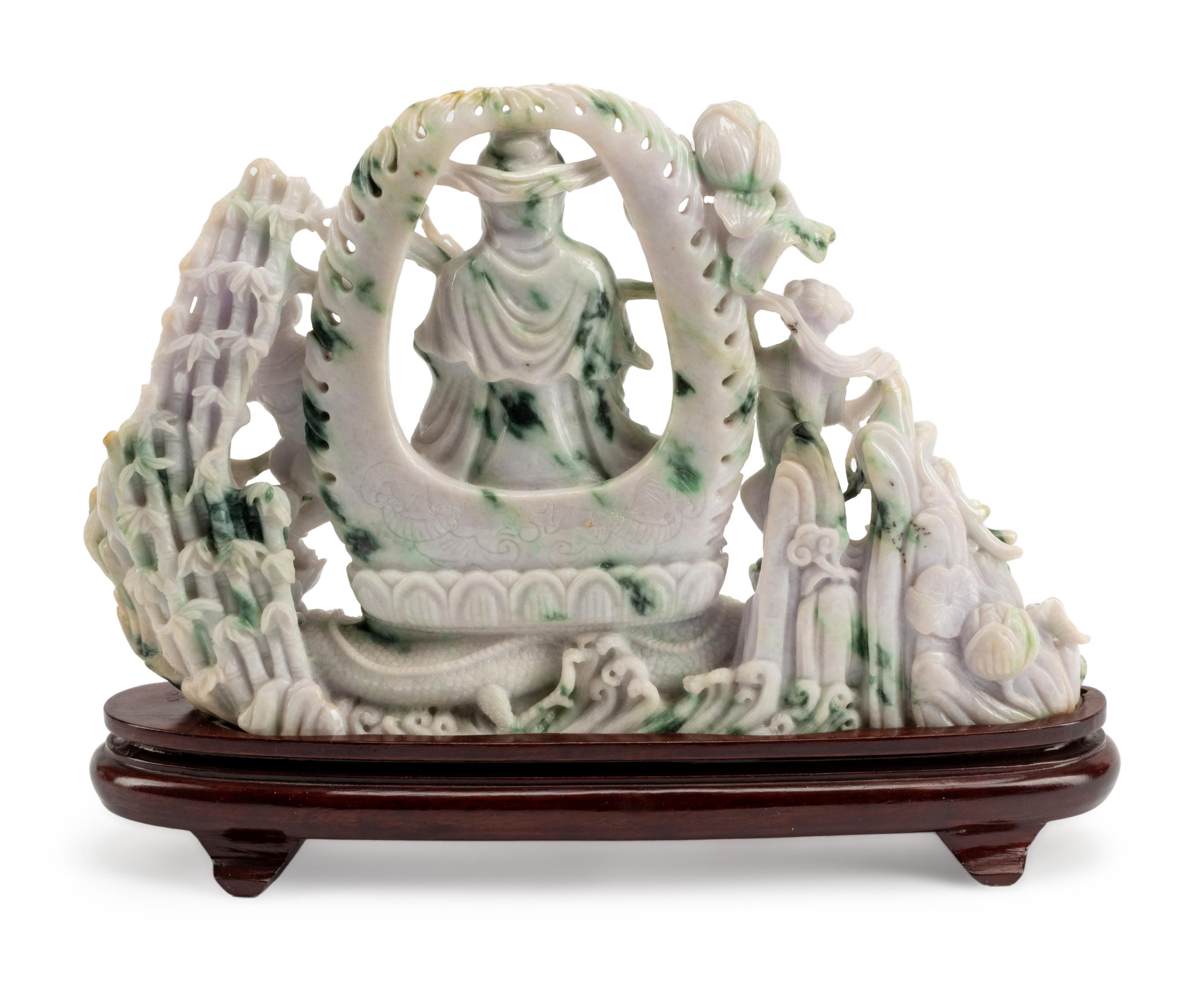 A Chinese Export Carved Hardstone Figural Group