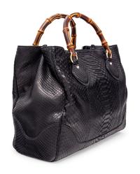 Gucci Python Tote Bag with Bamboo Handles
