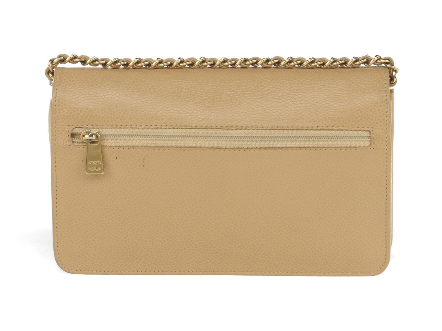 Chanel Timeless Wallet On Chain in Tan Caviar Leather