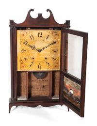 A Federal Reverse-Painted Glass Mantel Clock