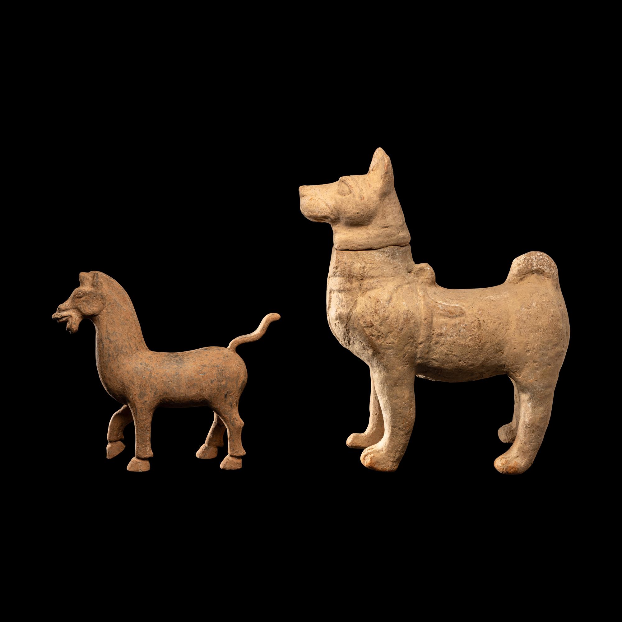 A Chinese Pottery Dog and A Horse