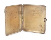 A Russian Gold, Enamel and Diamond Charm Mounted Silver Cigarette Case