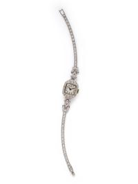 HAMILTON, 14K WHITE GOLD, PLATINUM AND DIAMOND WRISTWATCH