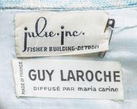 A Guy LaRoche Blue Floral Jacket and Skirt Set, No size.