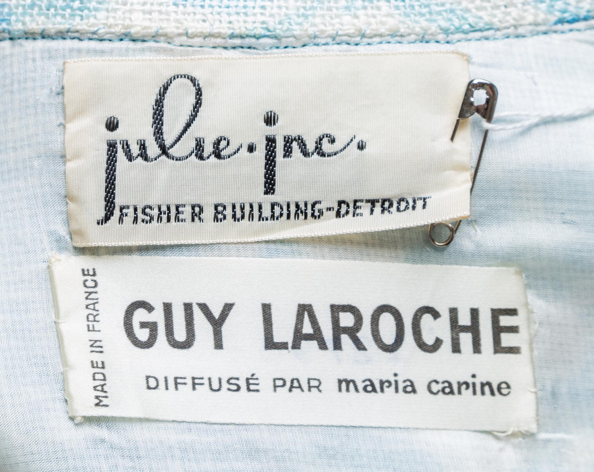 A Guy LaRoche Blue Floral Jacket and Skirt Set, No size.