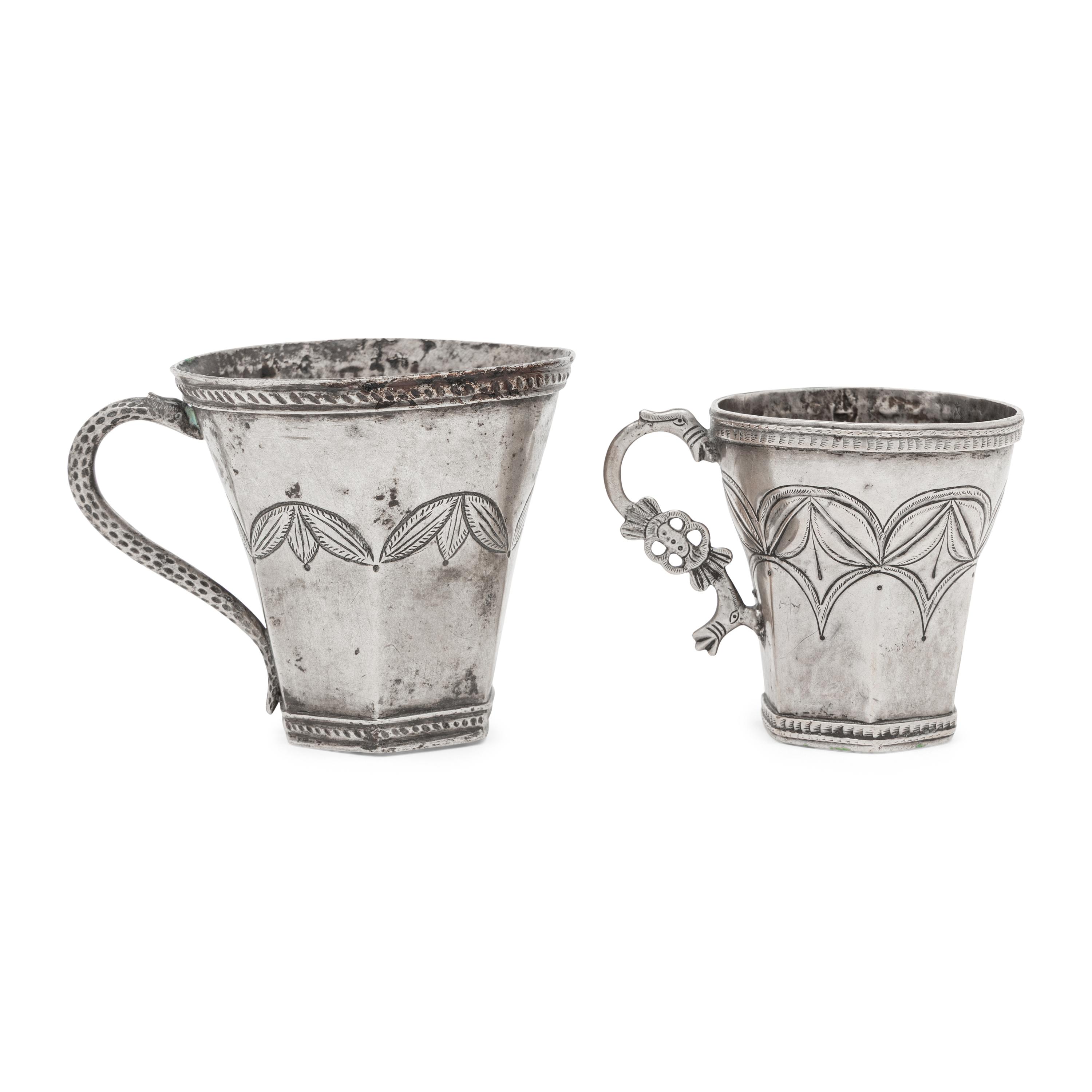 A Pair of South American Silver Child's Cups