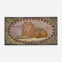 A Lion pictorial hooked rug late 19th century