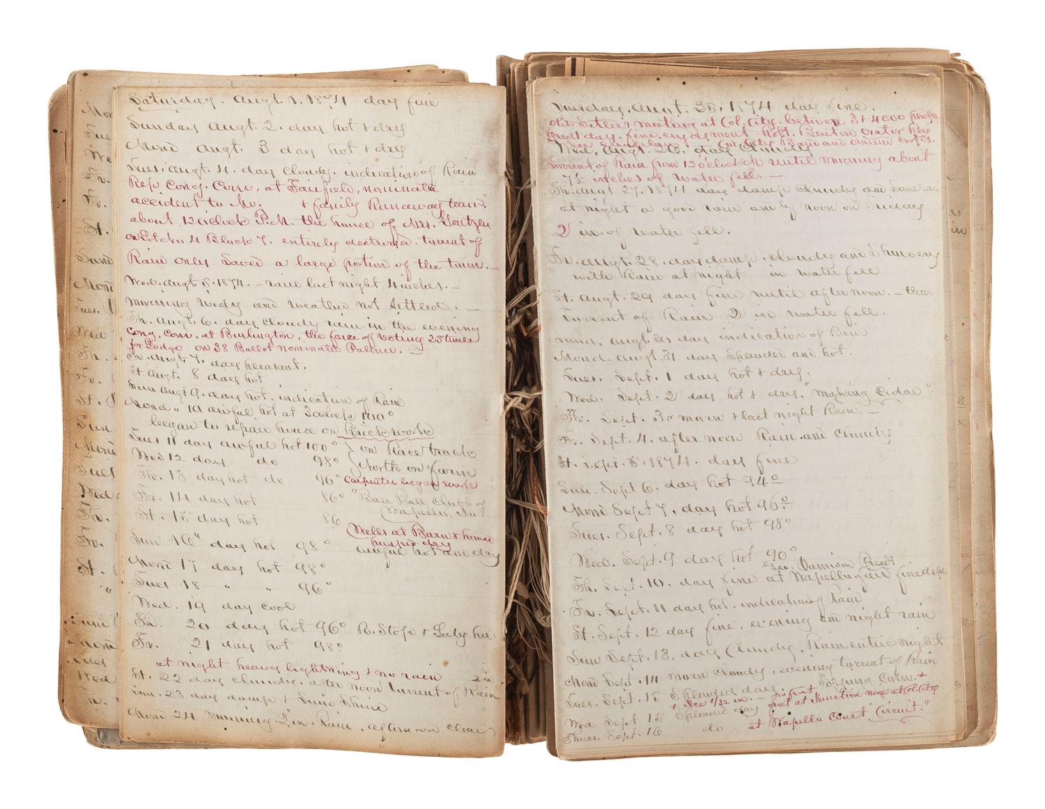 [WESTWARD EXPANSION]. A collection of 19th century diaries, journals, and letters highlighted by the Weldon family settlers' archive.